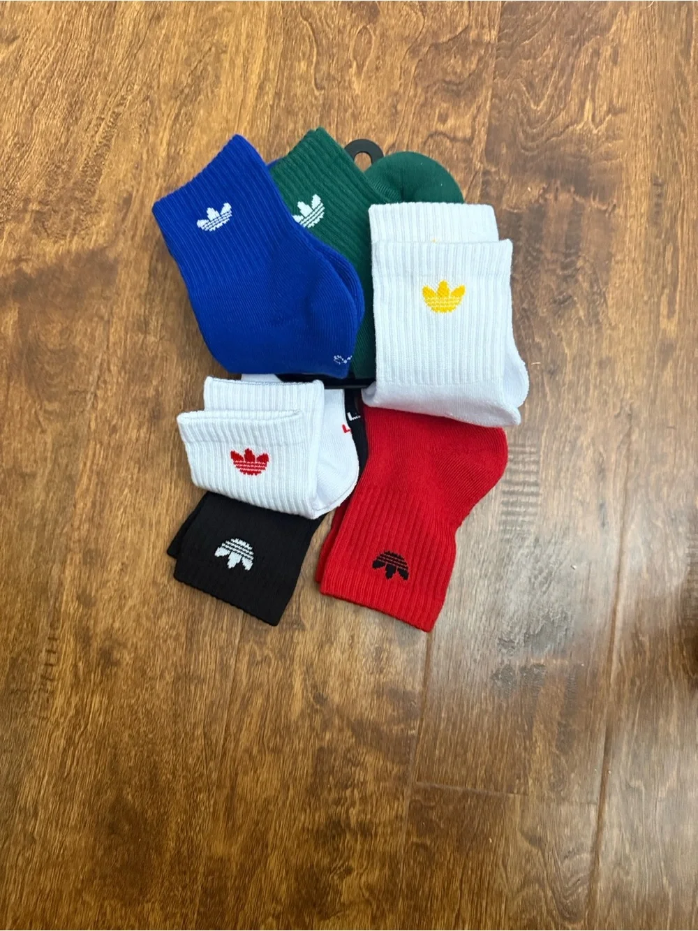 adidas 6-Pack Crew Athletic Socks - Red, Black & Multicolor